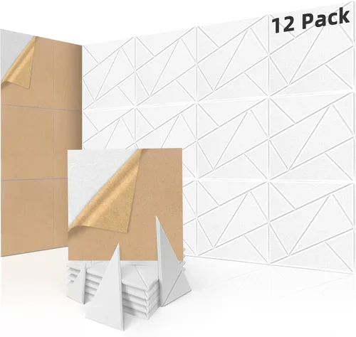 Vista 10 de Art3dwallpanels Paquete de 12 Paneles Acústicos de 12" X 12" Paneles de Pared Insonorizantes Autoadhesivos Amortiguadores de Sonido, Decoración
