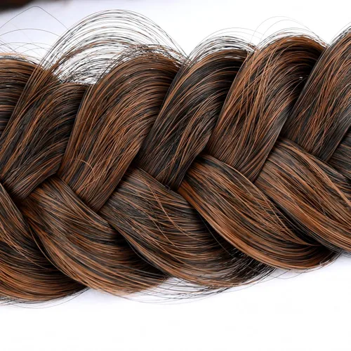 Vista 3 de Diadema ancha y despeinada de 2 mechones de cabello sintético trenzado, accesorio de belleza para mujeres y niñas, 62g/2.1 oz (caoba)