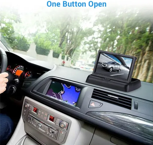 Vista 2 de 4.3 pulgadas pequeño mini digital abatible pantalla de monitor plegable para coche camión vehículo vista trasera kits de estacionamiento invertido