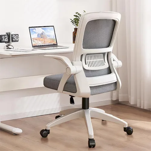 Vista 8 de Silla de oficina, silla de escritorio ergonómica, silla de malla transpirable, silla giratoria con brazos abatibles y soporte lumbar, silla