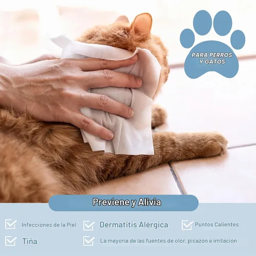 Vista 4 de Toallitas naturales antifúngicas y antibacterianas para perros