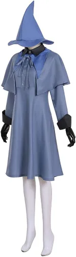Vista 3 de Disfraz de bruja azul para mujer con sombrero de Halloween