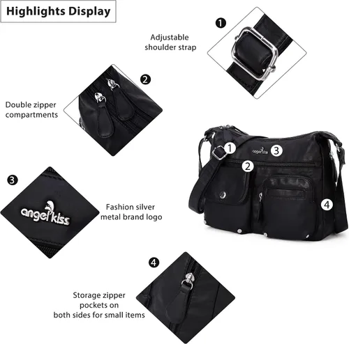 Vista 6 de Angelkiss Bolsos cruzados para mujer bolsos de hombro y monederos medianos de piel sintética