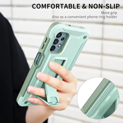 Vista 7 de Funda compatible con Samsung Galaxy A32 5G, máxima protección contra caídas con protector de pantalla integrado y soporte (verde)