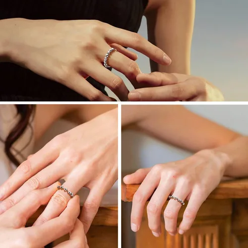 Vista 2 de PROSILVER 925 Sterling Silver Fidget Rings For Women Dainty Beads Spinner Ring For Anxiety Relief Size 4-12 Come Gift Box