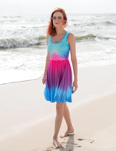 Vista 65 de uideazone - Vestido de mujer sin mangas cuello redondo de verano, para playa, casual, Midi línea A.