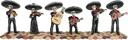 Vista 10 de Ebros Tradicional Charro Traje Negro Mariachi Banda Musical Jugador Esqueleto Figura Esqueleto Día de los Muertos Folk Músico Dias De Los Muertos