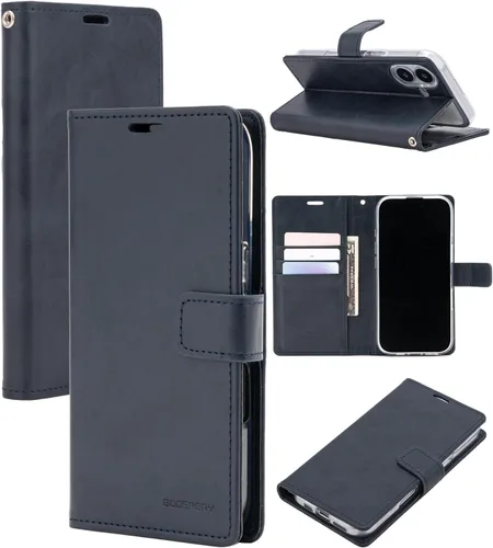 Vista 55 de GOOSPERY Funda Blue Moon para Galaxy S21 de 6.2 pulgadas (2021), soporte de piel sintética premium con soporte para tarjetas (negro)
