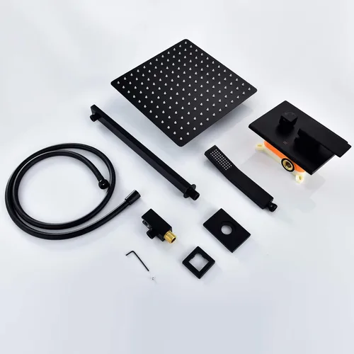 Vista 9 de CIENCIA BB314B - Juego de ducha de acero inoxidable con ducha de lluvia y de mano, juego de molduras de ducha con válvula áspera, BB314B