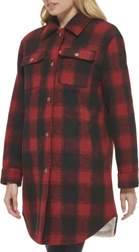 Vista 4 de Levi's Womens Wool Blend Sherpa Lined Long Shacket
