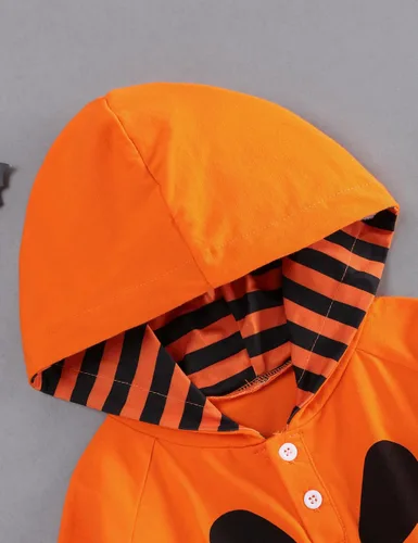 Vista 3 de Sudadera con capucha para bebé niño de Halloween, sudadera con capucha y estampado de murciélagos, ropa de Halloween para bebé, 6 meses-3 años