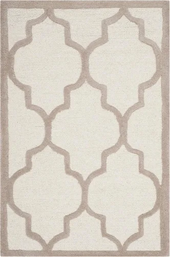 Vista 77 de Tapete Safavieh de la colección Cambridge, modelo CAM134X, hecho a mano, de lana de primera calidad, formas geométricas marroquíes, color gris