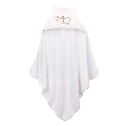Vista 8 de ESTAMICO Toallas de baño unisex con capucha de felpa para bebé, con cruz bordada y orejas lindas para bautizo para bebés, niños pequeños y niños