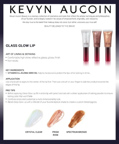 Vista 3 de Kevyn Aucoin Glass Glow Lip: Resaltador de brillo de labios multiusos. Esmalte reflectante 3D, cómodo de llevar, no pegajoso. Hidratar, proteger