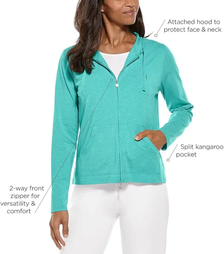 Vista 3 de Sudadera con capucha para la costa, de Coolibar, para mujer, UPF 50+, protege del sol