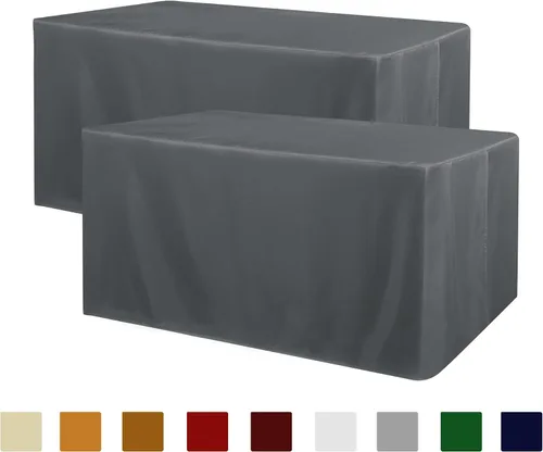 Vista 17 de Obstal Paquete de 2 manteles negros ajustables para mesas rectangulares de 4 pies, resistente al agua, lavable, tela de poliéster