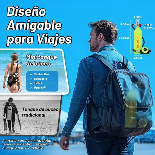 Vista 4 de SMACO S400 Mini Scuba Tank Reusable Diving Tank 1L Un negro