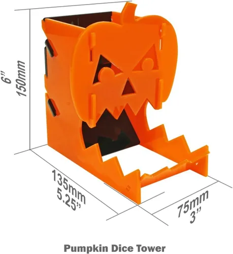 Vista 5 de LITKO Torre de dados con temática de terror Rodillo de dados Vaso de dados Bota de dados TTRPG Juegos de mesa (Jack-O-Lantern) Contains