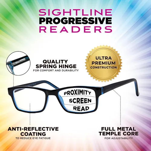 Vista 2 de Sightline Readers Progressive Multifocus Reading Glasses for Men and Women with Anti-Reflective & Easy-Adapt Lenses 6005