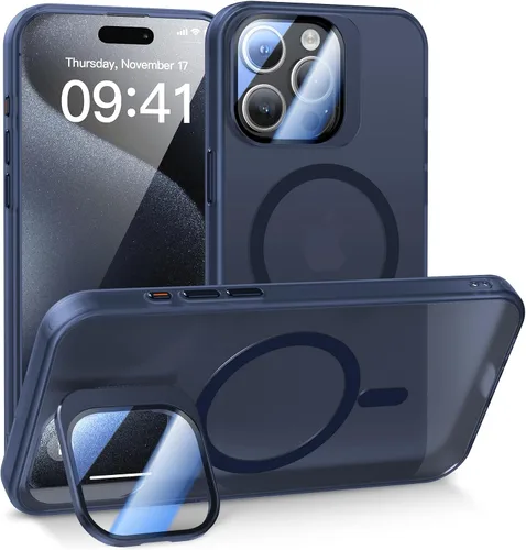Vista 14 de Meifigno Window Mag Series - Funda diseñada para iPhone 15 Pro, soporte de cámara integrado y compatible con MagSafe, parte trasera mate translúcida