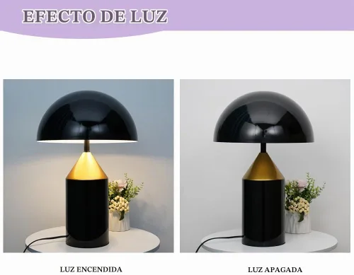 Vista 5 de Meefad Venus - Lámpara de mesa decorativa con diseño de hongo y moderna luz Negro