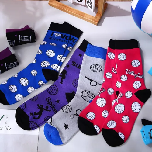 Vista 4 de Xaatren 6 pares de calcetines divertidos de béisbol, fútbol, golf, voleibol, música, para mujeres y hombres, novedosos calcetines deportivos