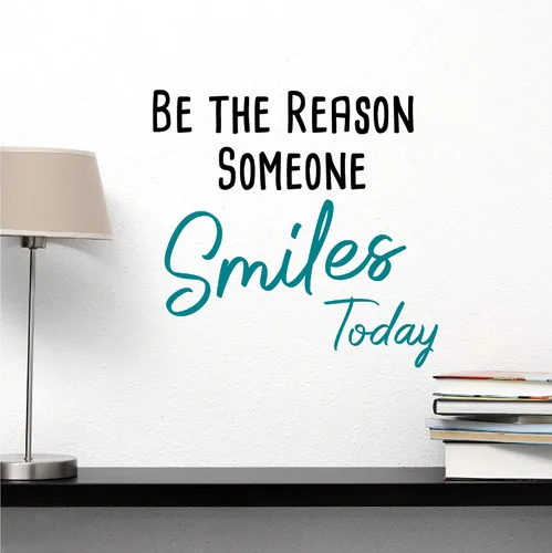 Vista 3 de Be The Reason Someone Smiles Today - Calcomanías de pared con citas inspiradoras, calcomanías de vinilo para dormitorio, sala de estar, escuela