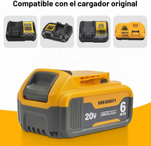 Vista 6 de waitley Batería de repuesto de 20V 6.0Ah compatible con herramientas Dewalt