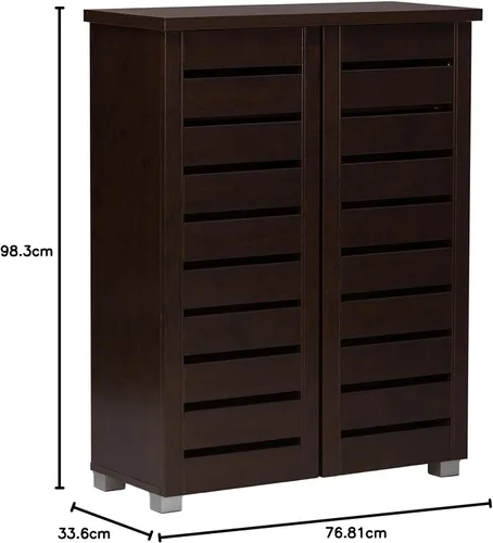Vista 7 de Baxton Studio – Gabinete para zapatos Adalwin, de 2 puertas, para entrada, Madera, Marrón