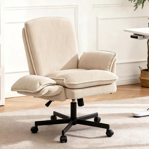 Vista 17 de Silla Criss Cross con ruedas y reposabrazos, cómoda silla de escritorio Verde