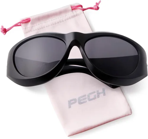 Vista 6 de PEGH Gafas de sol envolventes Y2K de gran tamaño ovaladas para hombres y mujeres de moda