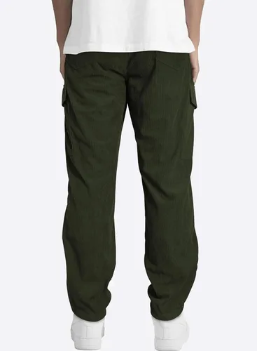 Vista 2 de JMIERR Men's Fashion Corduroy Pants - Elastic Waist Drawstring Joggers with Flap Pockets