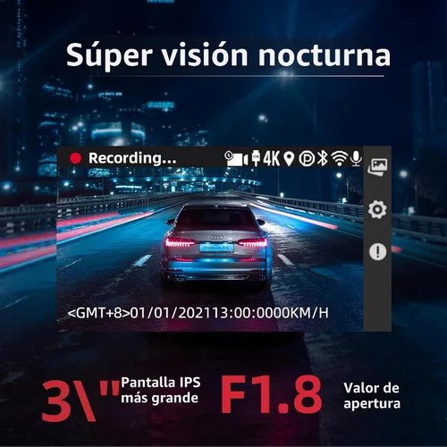 Vista 6 de Miofive Dash Cam - Cámara delantera y trasera para automóvil, 4K+4K, WiFi, Bluetooth, con tarjeta SD de 64 GB, cámara dual para auto con monitoreo