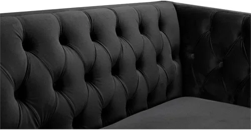 Vista 7 de Pemberly Row Sofá de terciopelo con acabado negro de galleta profunda moderna/contemporánea