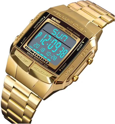 Vista 2 de Reloj digital para hombre, con alarma, cronómetro, reloj de negocios, cuadrado, impermeable, para hombre