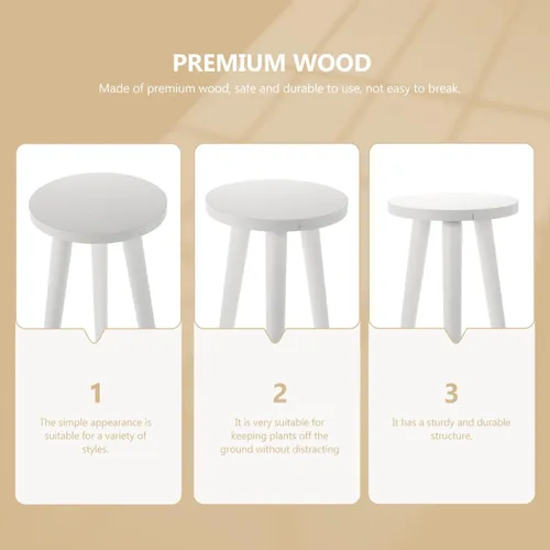Vista 8 de Soporte de madera para plantas de 17.12 pulgadas, soporte para macetas con soporte estable de 3 puntos, exhibición de jardín para interiores