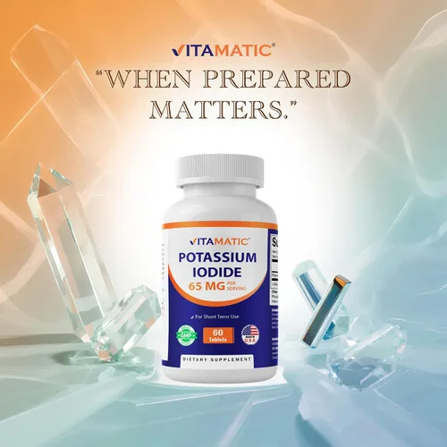 Vista 6 de Vitamatic Yoduro de potasio 65 mg por porción – 60 tabletas – Apoyo tiroideo – píldoras KI (60 unidades (paquete de 1))