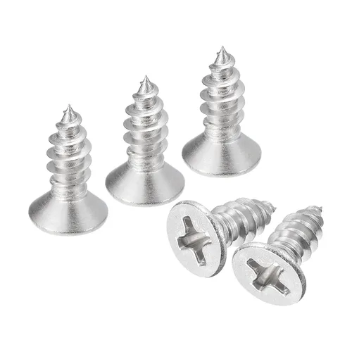 Vista 16 de uxcell Tornillos de chapa metálica de cabeza plana #6x1, 50 tornillos de madera Phillips Drive Tornillos de acero inoxidable 304 Autoperforantes