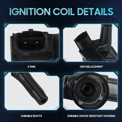 Vista 4 de Juego de 8 bobinas de encendido compatibles con Ford F-150 F-250 F-350 E-350 Super Duty Lobo V8 6.2L, repuesto para UF639 UF631 C1800 C1801, negro
