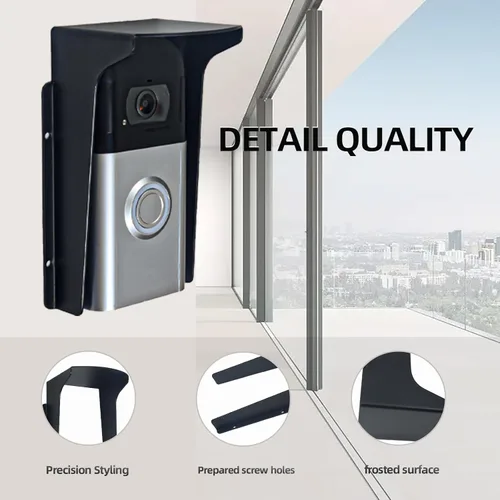 Vista 6 de Cubierta impermeable para timbre de puerta, protección antirreflejos, bloqueo de huellas dactilares, cubierta impermeable de metal negro
