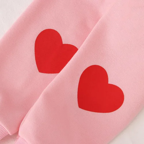 Vista 5 de MODNTOGA Mommy and Me - Sudadera de cuello redondo con cuello redondo y estampado de corazón, manga larga, sudadera familiar a juego Niño-rosa
