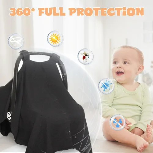 Vista 4 de Peekaboo - Funda de asiento de automóvil para bebé, cubierta de asiento de automóvil de muselina para bebé, unisex, grande, ajuste universal