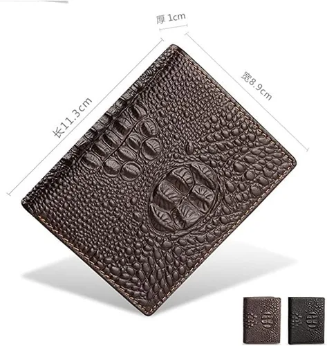 Vista 2 de Cartera vertical corta para hombre, funda de cuero multifuncional, tarjetero para almacenamiento de tarjetas