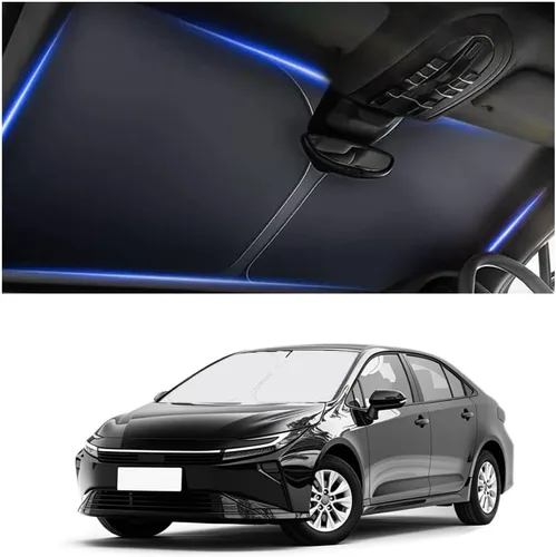 Vista 14 de Parasol de vidrio grueso 300T para automóvil, viene con bolsa de almacenamiento, mantiene el interior del automóvil fresco, parasol universal