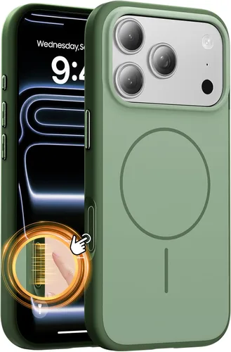 Vista 155 de Tigowos Funda Magnética para iPhone Air Compatible con MagSafe Resistente a Caídas de 16 Pies Cubierta Trasera con Sensación de Piel Mate a Prueba