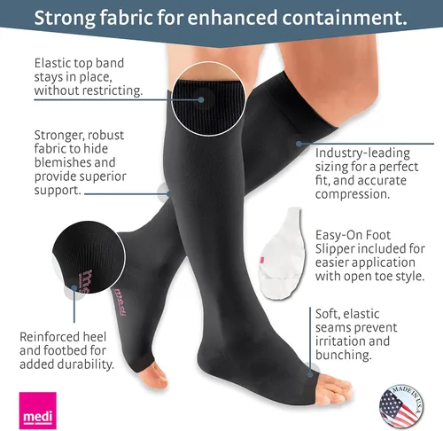 Vista 2 de mediven Plus for Men & Women, 20-30 mmHg Knee High Open Toe Compression Socks