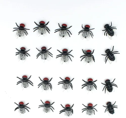 Vista 9 de BEINME Moscas falsas, manualidades de Halloween, bromas, moscas de plástico para poner en caca falsa, risas reales, regalo perfecto (XS-negro), 0.6