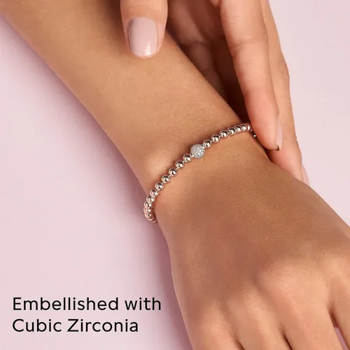 Vista 8 de PANDORA Pulsera de cuentas de joyería y circonita cúbica en rosa Metal