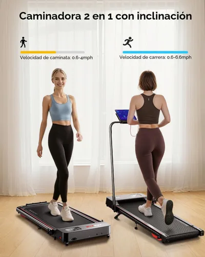Vista 2 de Acezoe Walking Pad with 10% Incline & Dual LED Display,4 in 1 Foldable Treadmill for Home Small Office, Compact Under Desk Treadmill with Handle