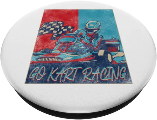 Vista 2 de Go Kart Racing Retro Vintage Go Kart Racing PopSockets Adhesive PopGrip